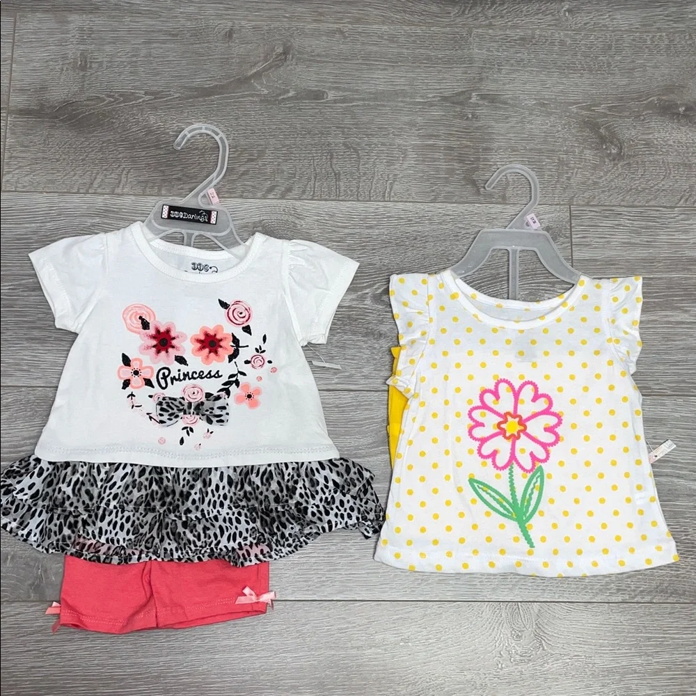 NWT Bundle of 2 Girls 12 Month Outfits Summer Shorts and Tops